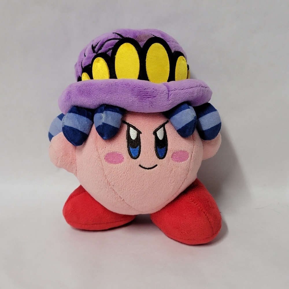 Kirby Stuffed Plush Toy With Purple Spider Web Hat